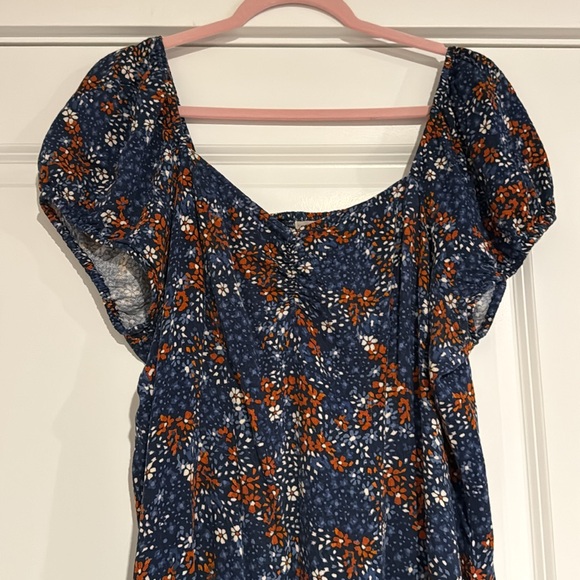 Idyllwind Women’s Beth Ditsy Print Puff Sleeve Midi Dress Red White Blue XL - Picture 6 of 11
